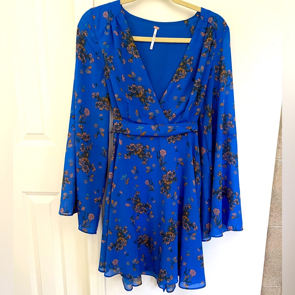 Free people blue floral flowy dress